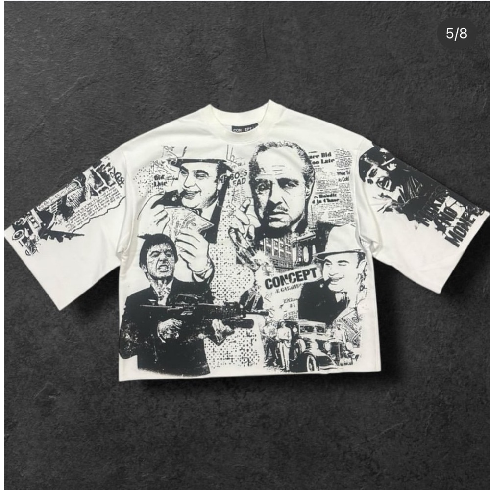 Concept Scared Money Makes No Money Graphic Scarface Godfather Sweatshirt  Shirt